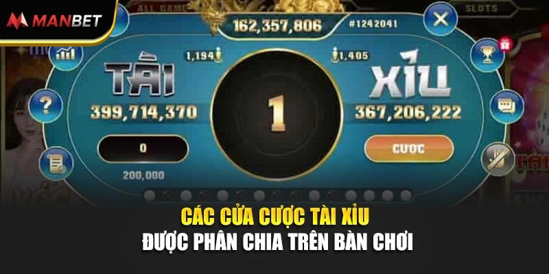 Tài Xỉu Online ManBet - Nắm Luật Chơi, Sẵn Sàng Cho Mỗi Phiên 2 Các cửa cược tài xỉu được phân chia trên bàn chơi