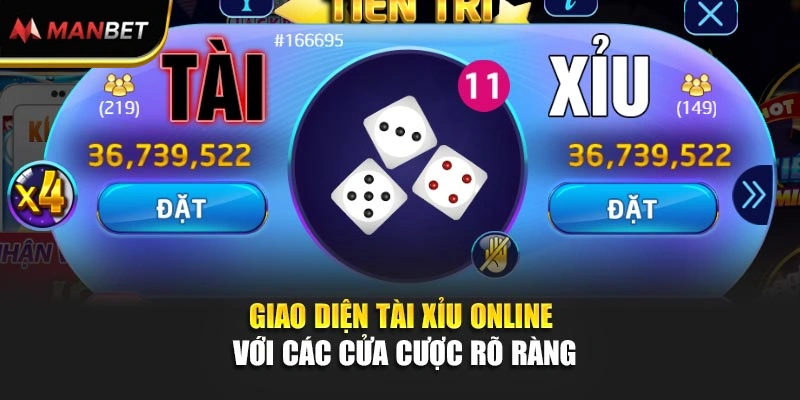 Tài Xỉu Online ManBet - Nắm Luật Chơi, Sẵn Sàng Cho Mỗi Phiên 1 Giao diện tài xỉu online với các cửa cược rõ ràng